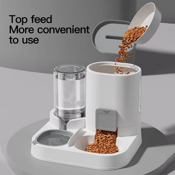 Spill-Proof Large Capacity Automatic Cat Feeder & Waterer - One Piece Design