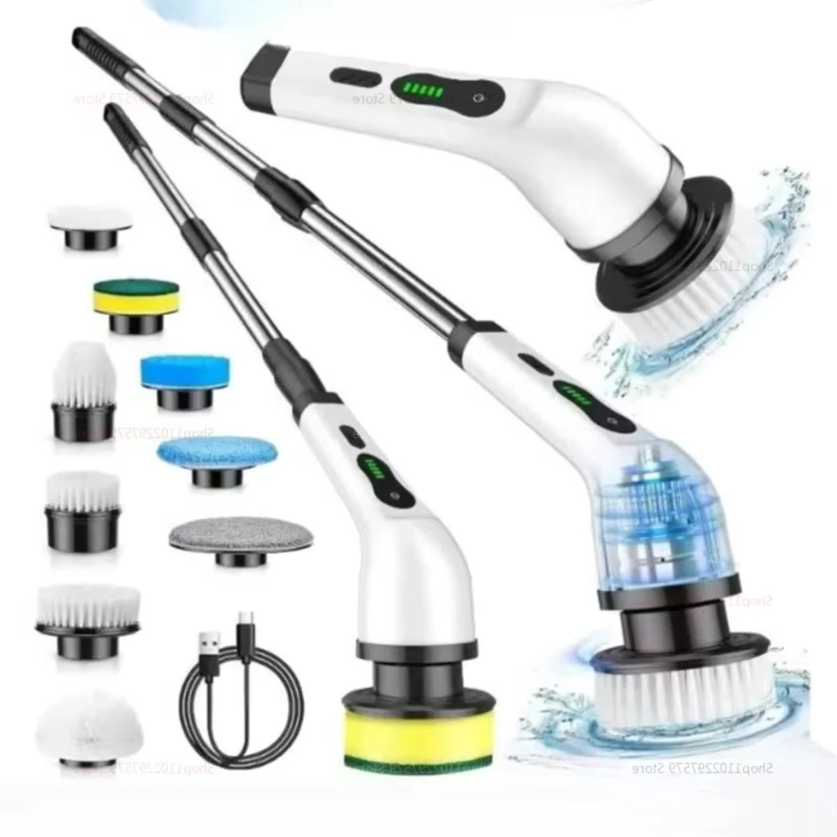 9-in-1 Electric Spin Scrubber Cordless - Waterproof Cleaning Brush with Extension Handle for Bathroom, Floor & Tiles