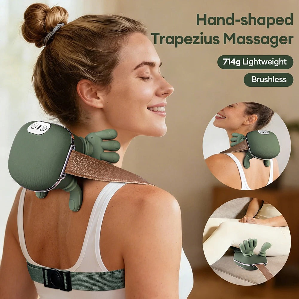 4D Bionic Hand-Shaped Neck & Shoulder Massager - Wireless Trapezius Kneading Massager with Heat