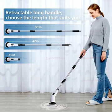 9-in-1 Electric Spin Scrubber Cordless - Waterproof Cleaning Brush with Extension Handle for Bathroom, Floor & Tiles