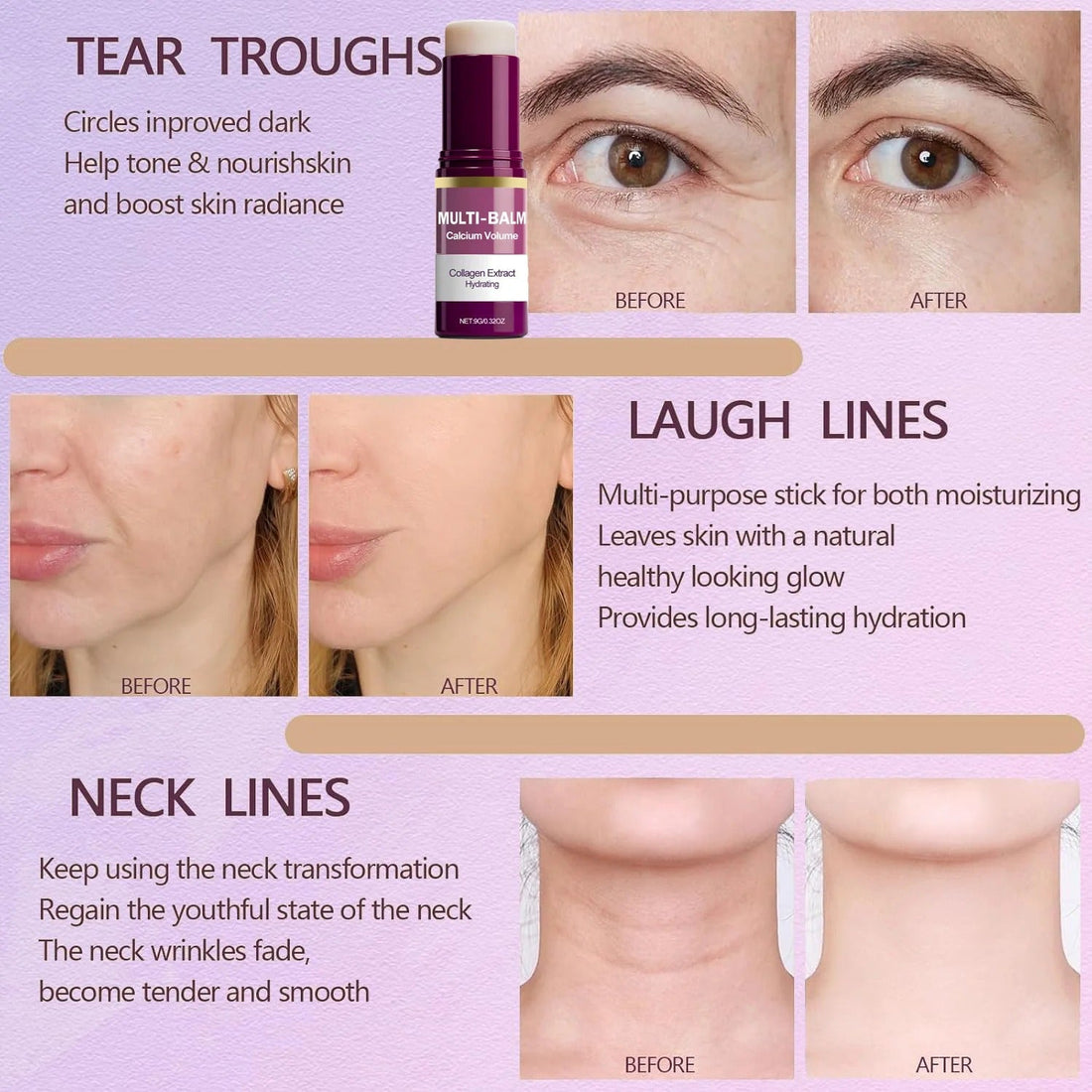 Korean Calcium Volume Multi Balm Stick - Hydrating &amp; Firming Stick Anti-Wrinkle Care Collagen Infused Pre-Makeup Moisturizer