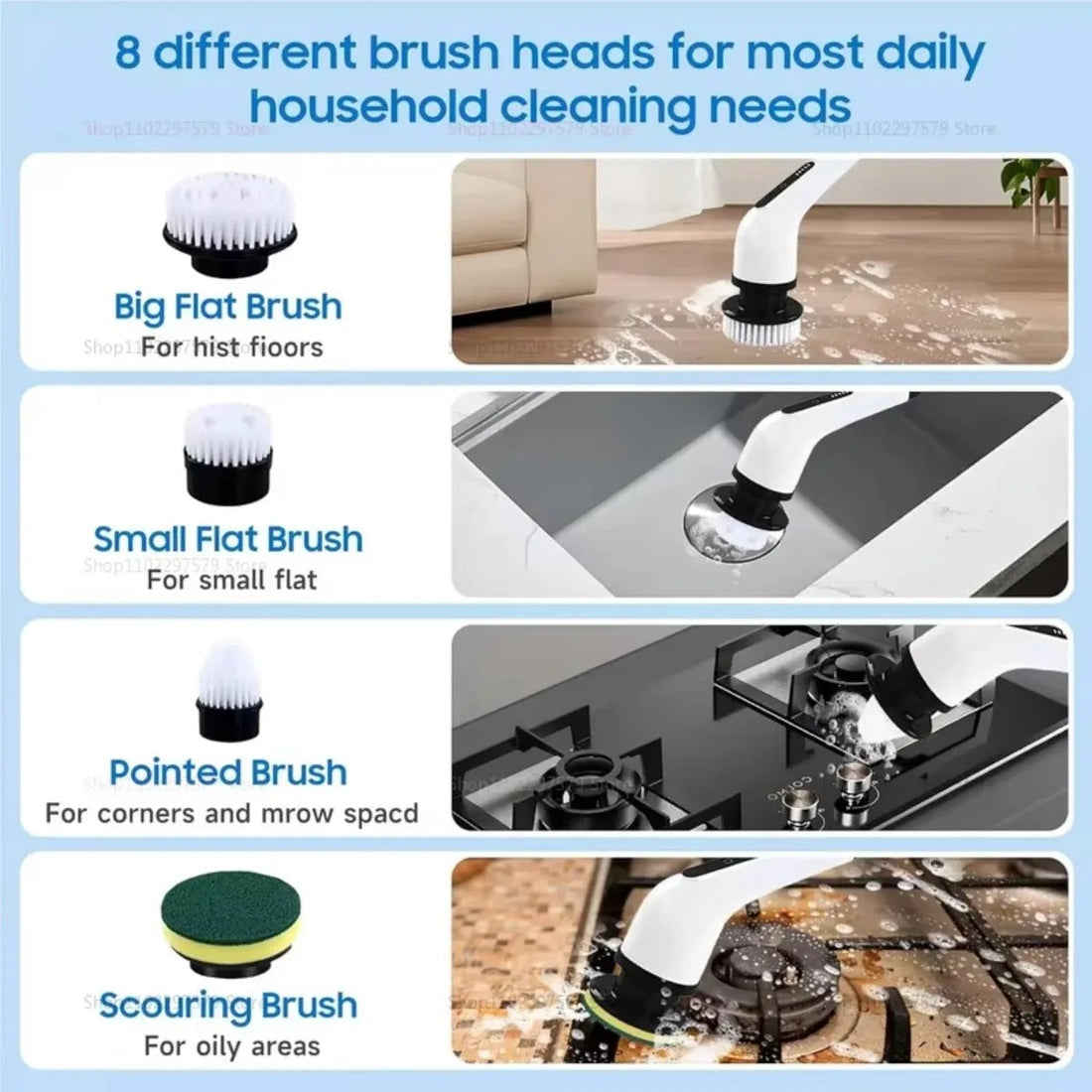 9-in-1 Electric Spin Scrubber Cordless - Waterproof Cleaning Brush with Extension Handle for Bathroom, Floor & Tiles