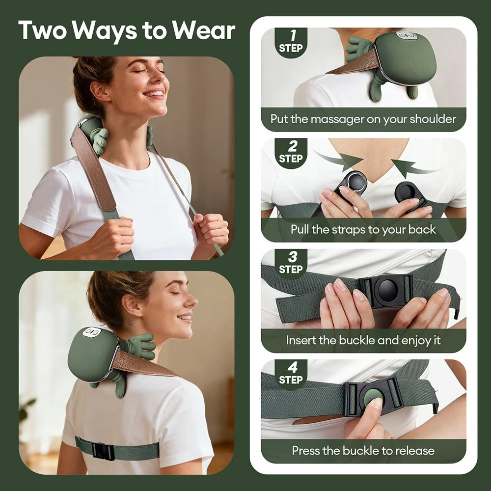 4D Bionic Hand-Shaped Neck & Shoulder Massager - Wireless Trapezius Kneading Massager with Heat