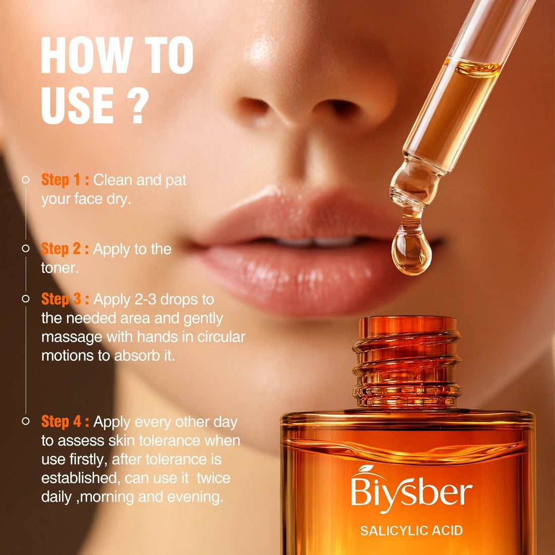 Biysber Salicylic Acid 2% Serum - Acne Treatment Facial Serum for Blackheads, Open Pores & Oily Skin