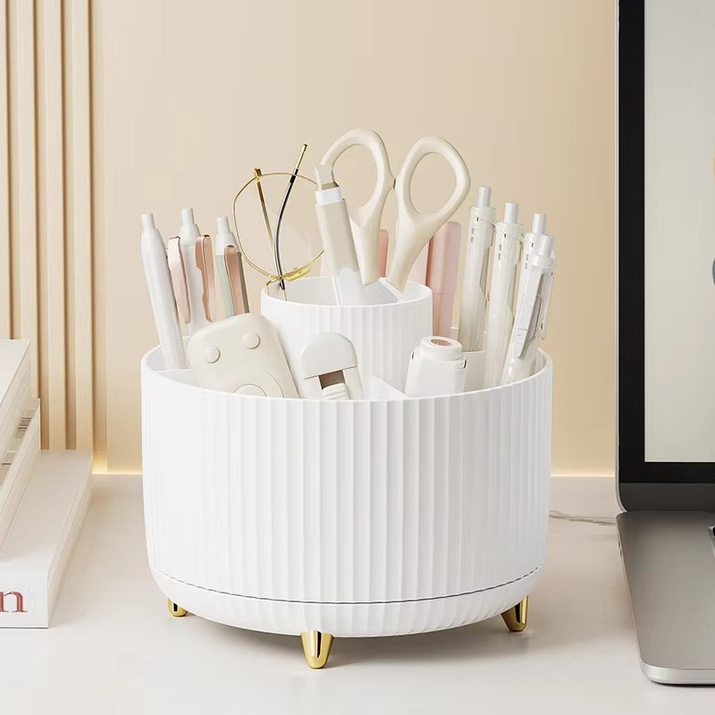 360° Rotating Makeup Organizer - Large Capacity Cosmetic Storage Box for Brushes, Lipstick & Skincare