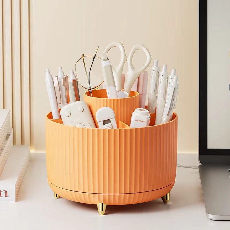 360° Rotating Makeup Organizer - Large Capacity Cosmetic Storage Box for Brushes, Lipstick & Skincare
