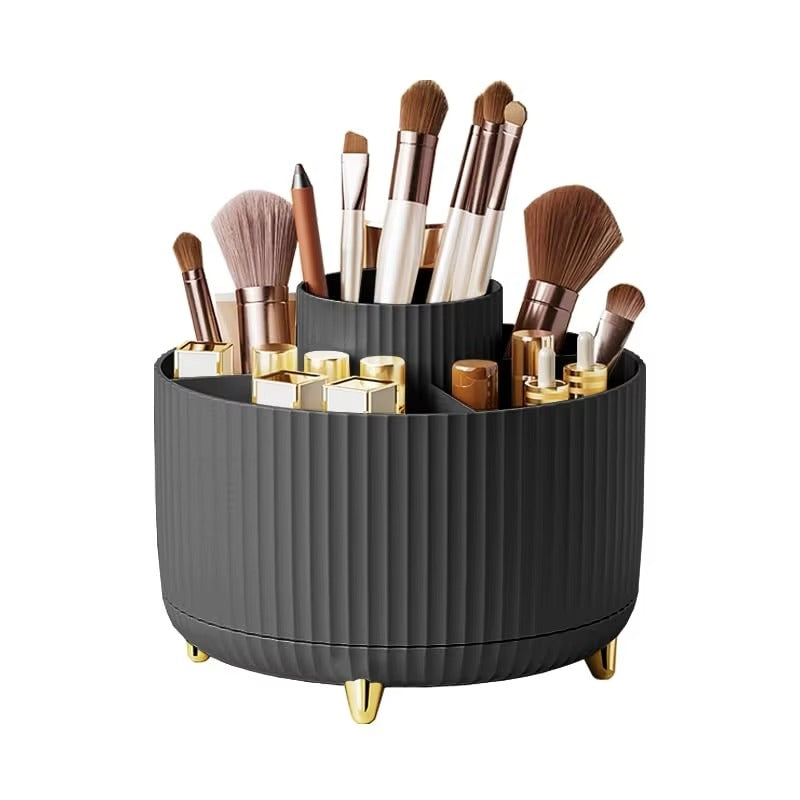 360° Rotating Makeup Organizer - Large Capacity Cosmetic Storage Box for Brushes, Lipstick & Skincare