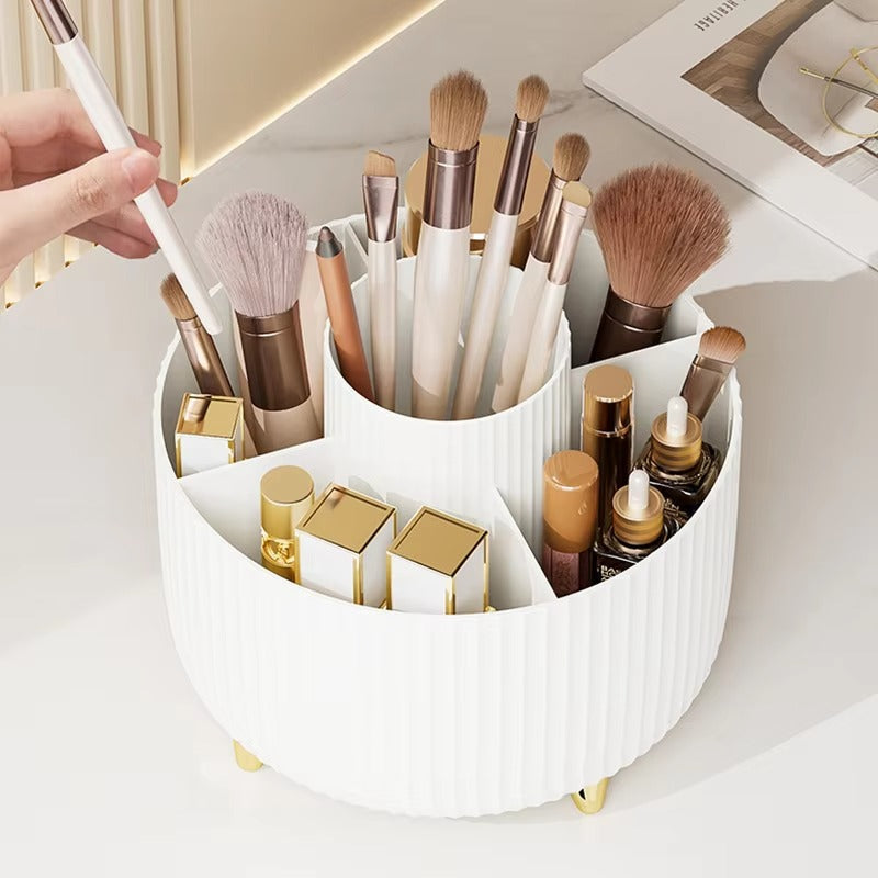 360° Rotating Makeup Organizer - Large Capacity Cosmetic Storage Box for Brushes, Lipstick & Skincare