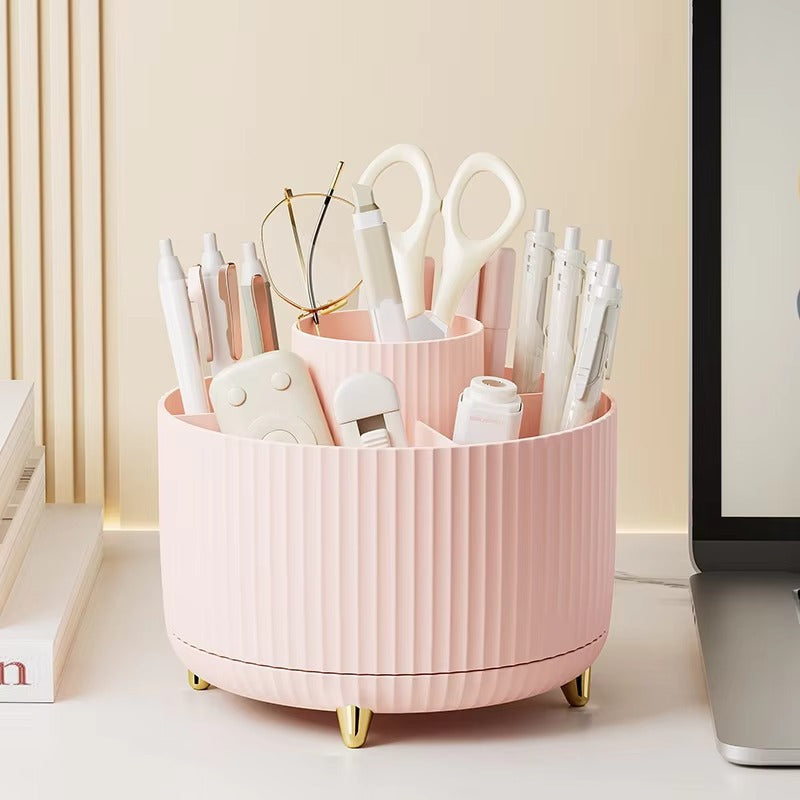 360° Rotating Makeup Organizer - Large Capacity Cosmetic Storage Box for Brushes, Lipstick & Skincare