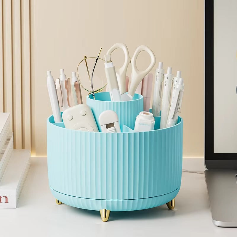 360° Rotating Makeup Organizer - Large Capacity Cosmetic Storage Box for Brushes, Lipstick & Skincare