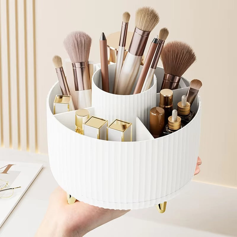 360° Rotating Makeup Organizer - Large Capacity Cosmetic Storage Box for Brushes, Lipstick & Skincare