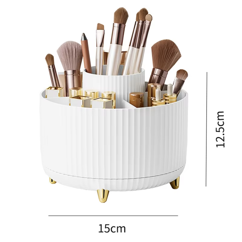 360° Rotating Makeup Organizer - Large Capacity Cosmetic Storage Box for Brushes, Lipstick & Skincare